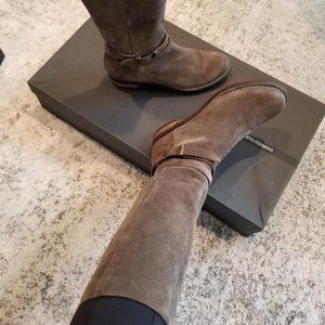 ALBERTO FERMANI Larissa Suede Riding Boots-Tan/Brown